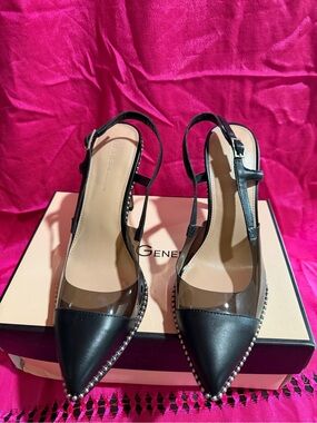 BCBGENERATION Black Stud-Trim Slingback Pointed Toe Pumps -  Women8.5